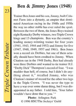 1996 Jockey Star Jockeys' Guild #23 Ben Jones / Jimmy Jones Back